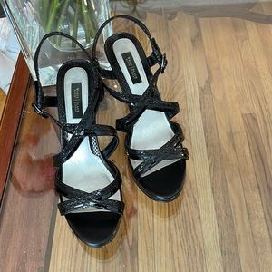 White House Black Market Black Strappy Heels